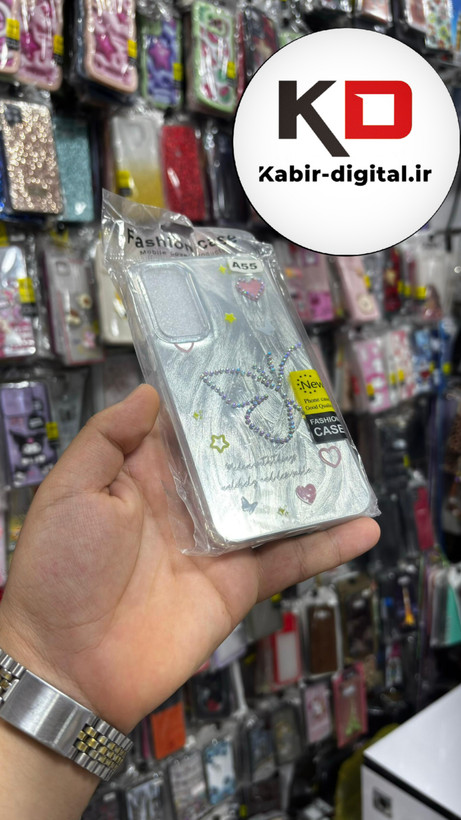 قاب گوشی Galaxy A35/55 سامسونگ موج دار سخت Hard لیزری لاکچری کیس نگین دار دور شفاف طرح پروانه