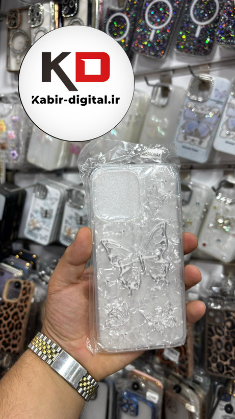 قاب گوشی iPhone 14 Pro Max آیفون ماربل لاکچری ژله ای طرح پروانه