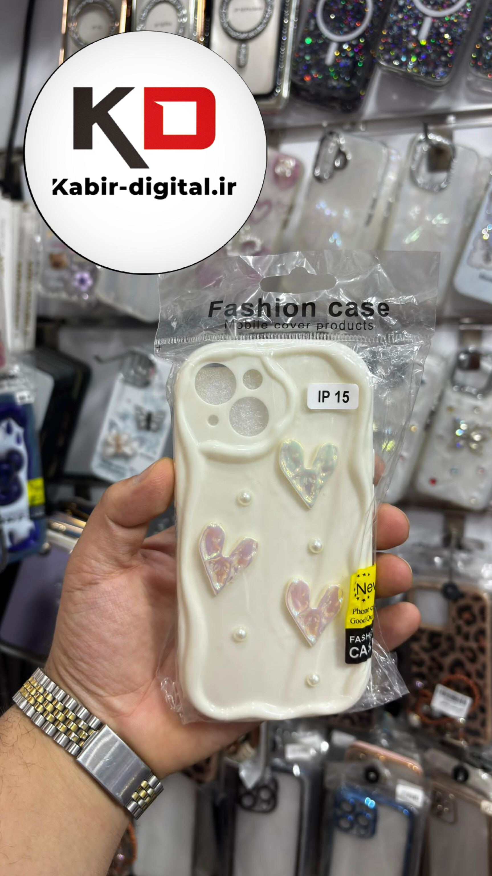 قاب گوشی iPhone 13/14/ 15  آیفون بالشتی سه بعدی قلبی هولوگرامی فانتزی محافظ لنز دار