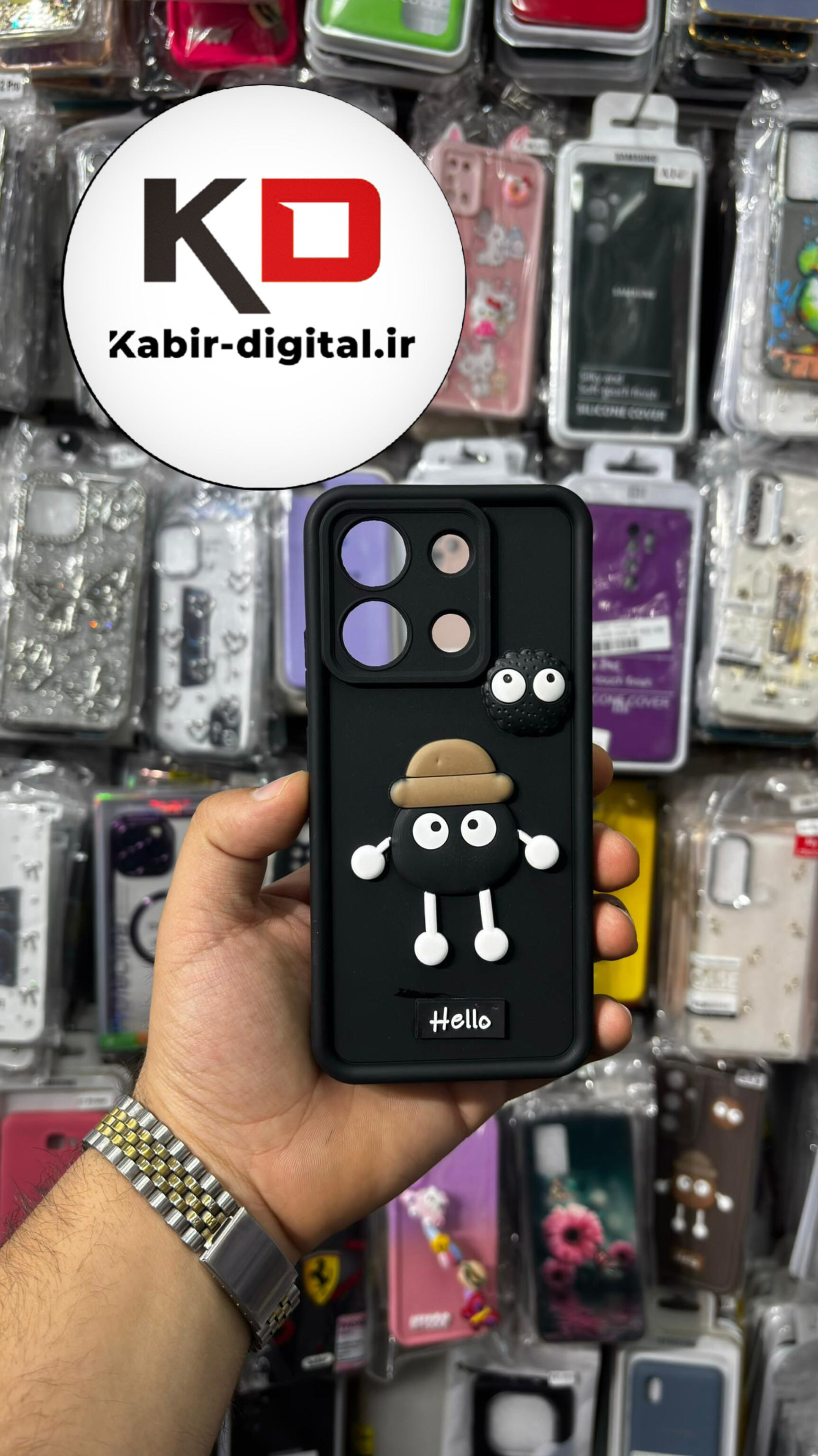 قاب گوشی Redmi Note 13 4G شیائومی سیلیکونی ژله ای سولید SOLID سه بعدی برجسته عروسکی مشکی محافظ لنزدار