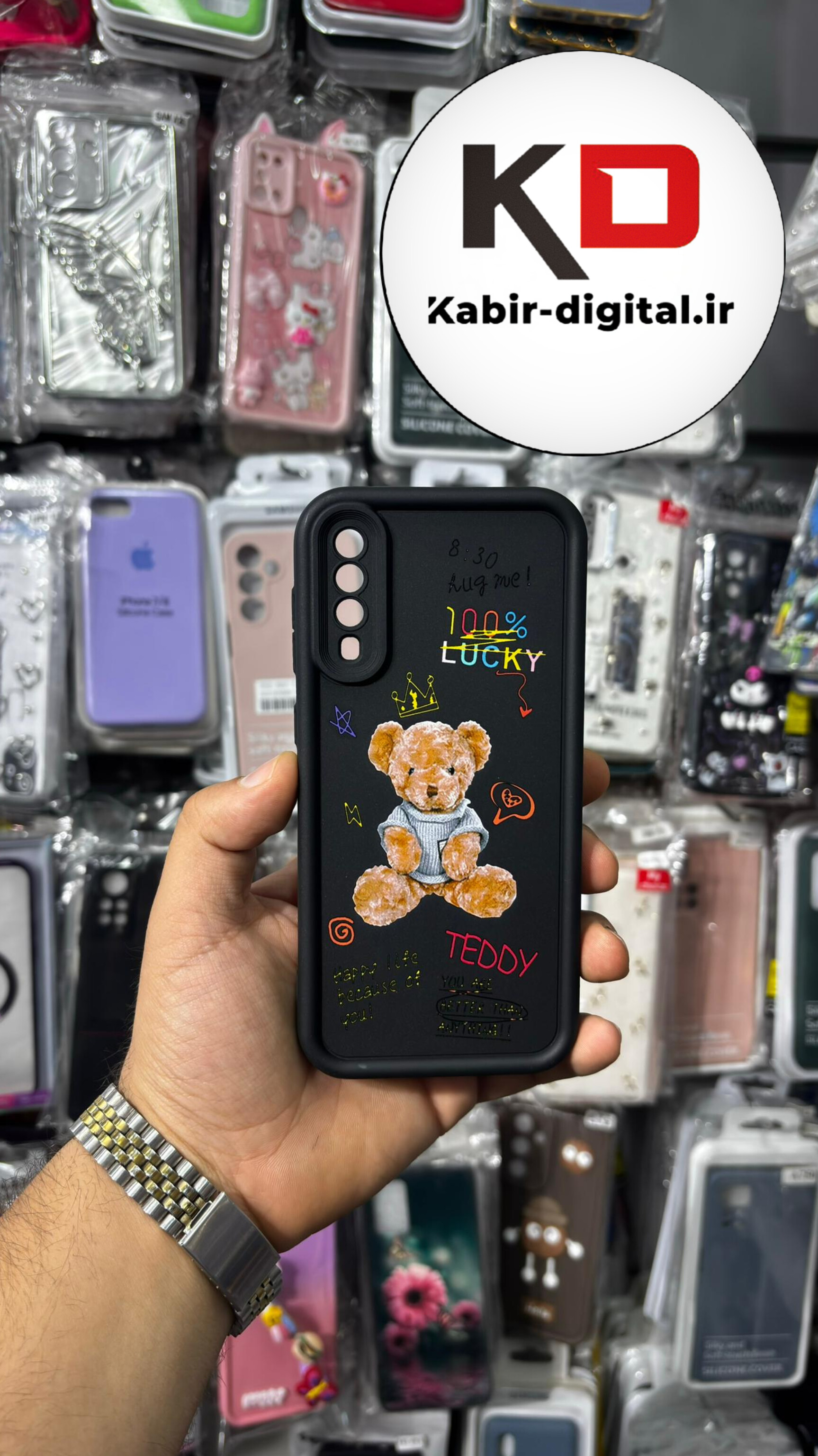 قاب گوشی Galaxy A50/A50s/A30sسامسونگ سیلیکونی ژله ای سولید SOLID سه بعدی برجسته عروسکی خرسی محافظ لنزدار