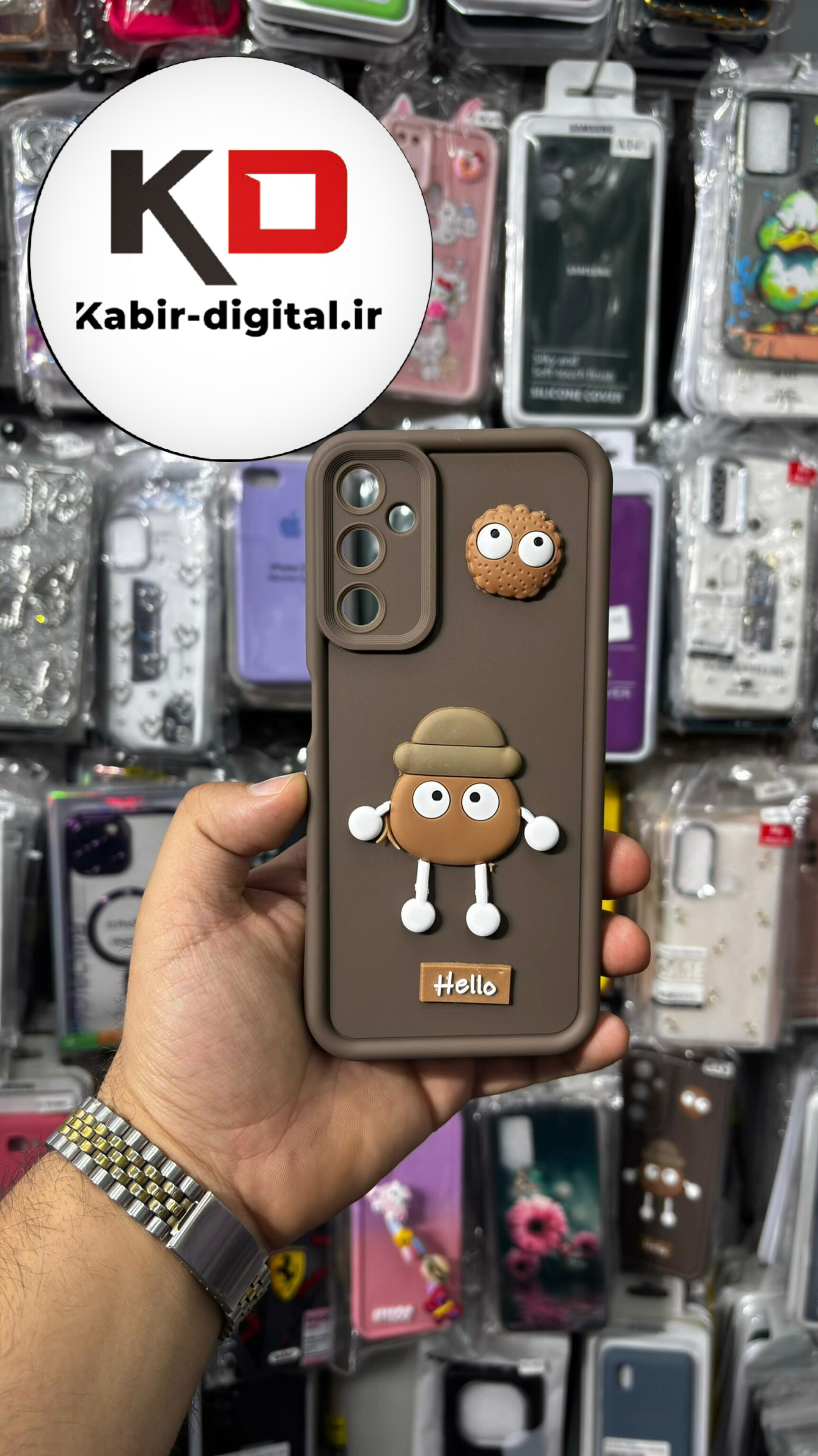 قاب گوشی Galaxy A05sسامسونگ سیلیکونی ژله ای سولید SOLID سه بعدی برجسته عروسکی نسکافه ای محافظ لنزدار