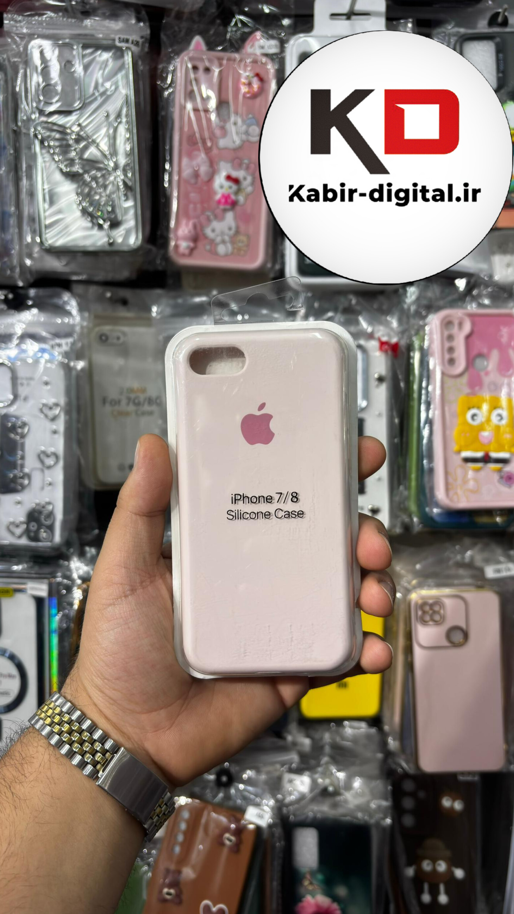 قاب گوشی iPhone 7/8 آیفون سیلیکونی اورجینال پاک کنی درجه یک زیربسته محافظ لنزدار صورتی کم رنگ