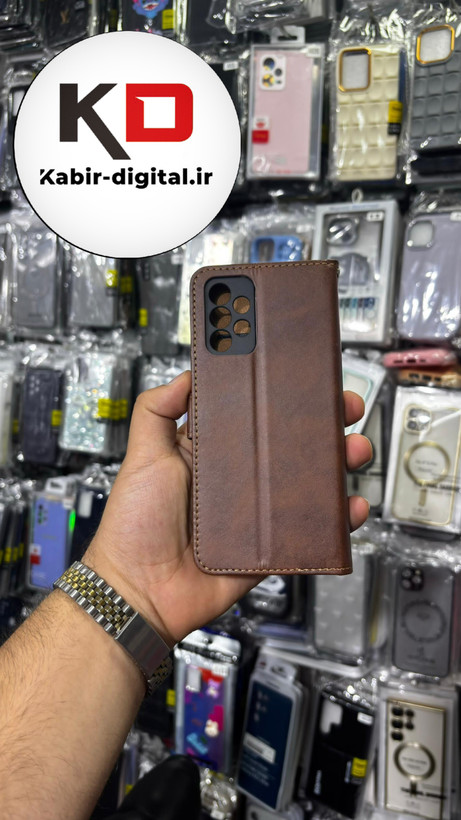 کیف گوشی Galaxy A52 / Galaxy A52s سامسونگ چرم مگنتی جاکارتی بند آویز دار قهوه ایی