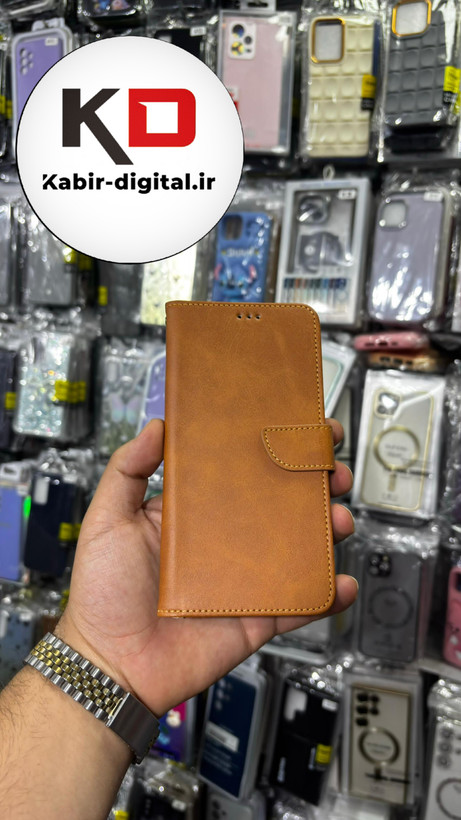 کیف گوشی Galaxy A50 /A50s/A30s سامسونگ چرم مگنتی جاکارتی بند آویز دار عسلی