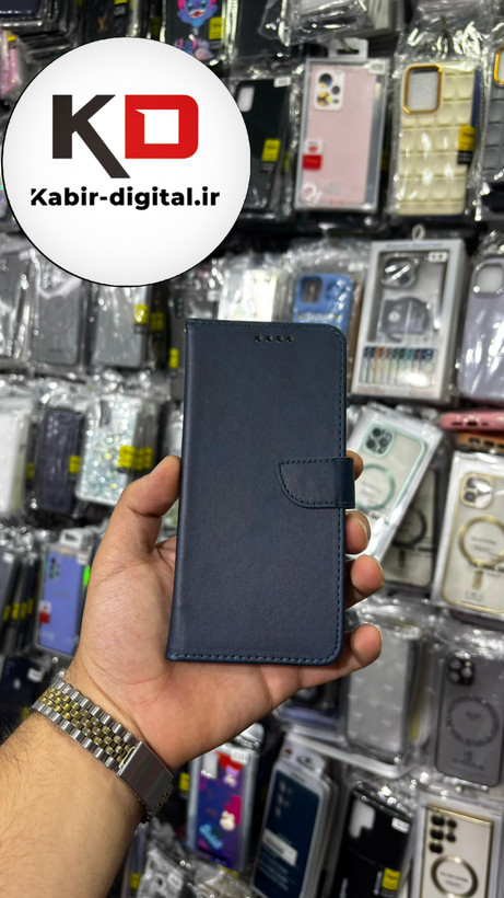 کیف گوشی Galaxy A50 /A50s/A30s سامسونگ چرم مگنتی جاکارتی بند آویز دار سرمه ایی