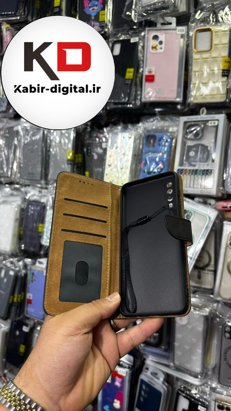 کیف گوشی Galaxy A50 /A50s/A30s سامسونگ چرم مگنتی جاکارتی بند آویز دار مشکی