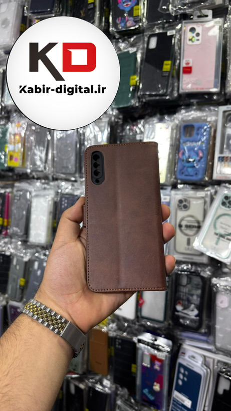 کیف گوشی Galaxy A50 /A50s/A30s سامسونگ چرم مگنتی جاکارتی بند آویز دار قهوه ایی