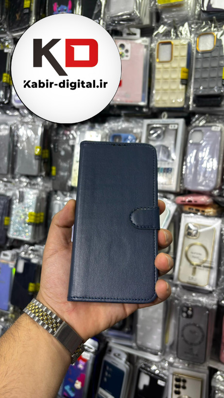 کیف گوشی Galaxy A12 /M12 سامسونگ چرم مگنتی جاکارتی سرمه ایی