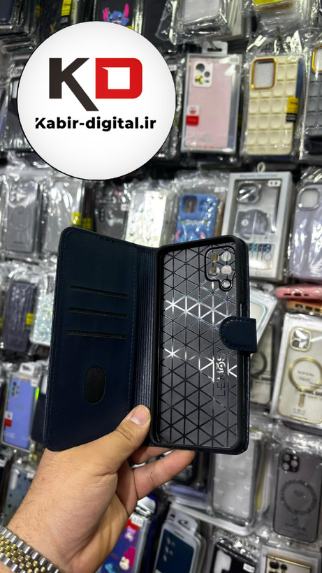 کیف گوشی Galaxy A12 /M12 سامسونگ چرم مگنتی جاکارتی سرمه ایی