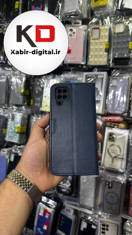 کیف گوشی Galaxy A12 /M12 سامسونگ چرم مگنتی جاکارتی سرمه ایی