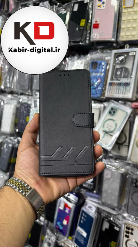 کیف گوشی Galaxy A12 /M12 سامسونگ چرم مگنتی جاکارتی بند آویز دار مشکی