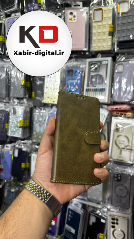 کیف گوشی Galaxy A31 سامسونگ چرم مگنتی جاکارتی بند آویز دار سبز