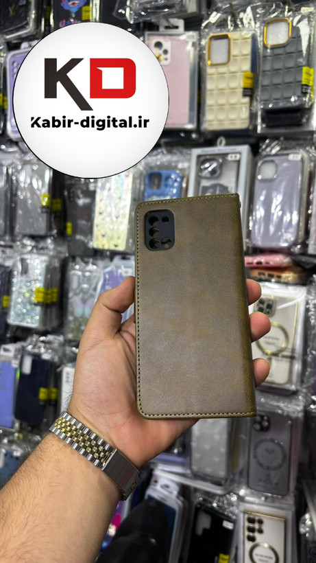 کیف گوشی Galaxy A31 سامسونگ چرم مگنتی جاکارتی بند آویز دار سبز