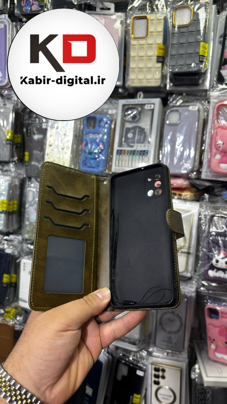 کیف گوشی Galaxy A31 سامسونگ چرم مگنتی جاکارتی بند آویز دار سبز