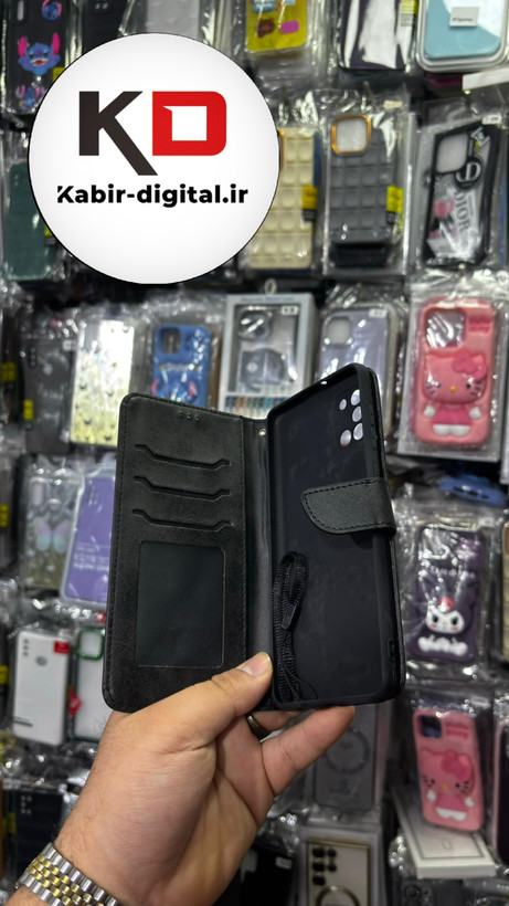 کیف گوشی Galaxy A31 سامسونگ چرم مگنتی جاکارتی بند آویز دار مشکی