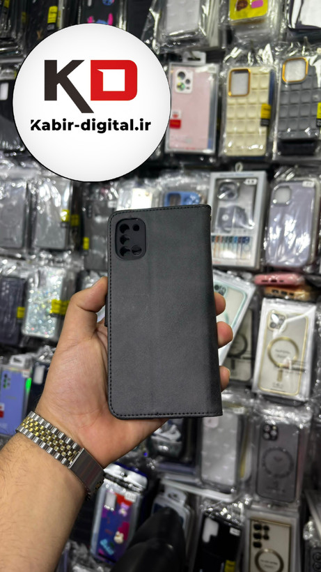 کیف گوشی Galaxy A31 سامسونگ چرم مگنتی جاکارتی بند آویز دار مشکی