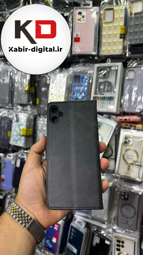 کیف گوشی Galaxy A05 سامسونگ چرم مگنتی جاکارتی بند آویز دار مشکی