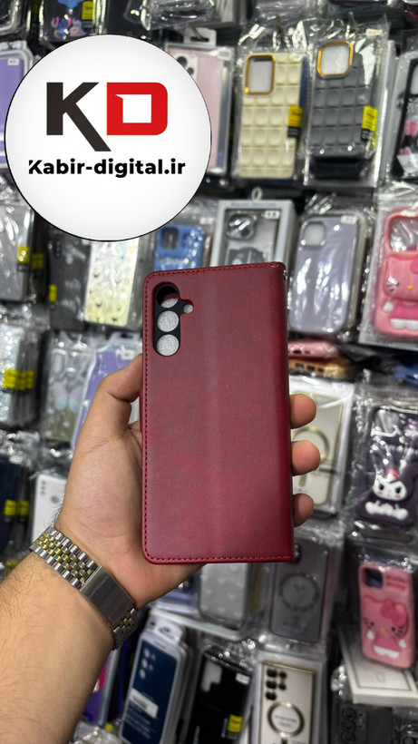 کیف گوشی Galaxy A15 سامسونگ چرم مگنتی جاکارتی بند آویز دار چرمی قرمز