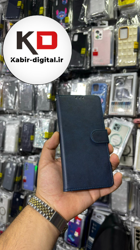 کیف گوشی Galaxy A51 سامسونگ چرم مگنتی جاکارتی بند آویز دار سرمه ایی