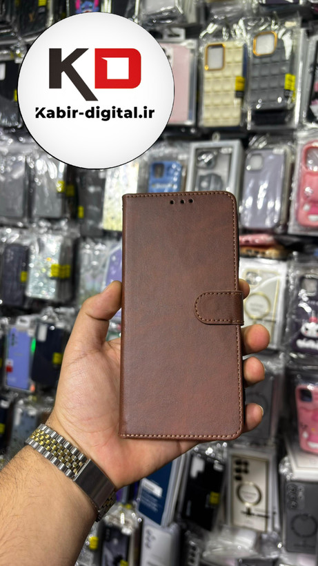 کیف گوشی Galaxy A16 سامسونگ چرم مگنتی جاکارتی بند آویز دار قهوه ایی