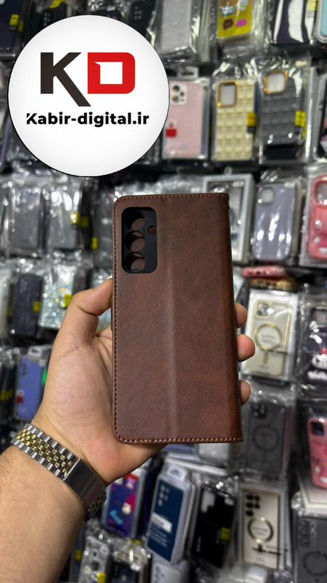 کیف گوشی Galaxy A16 سامسونگ چرم مگنتی جاکارتی بند آویز دار قهوه ایی