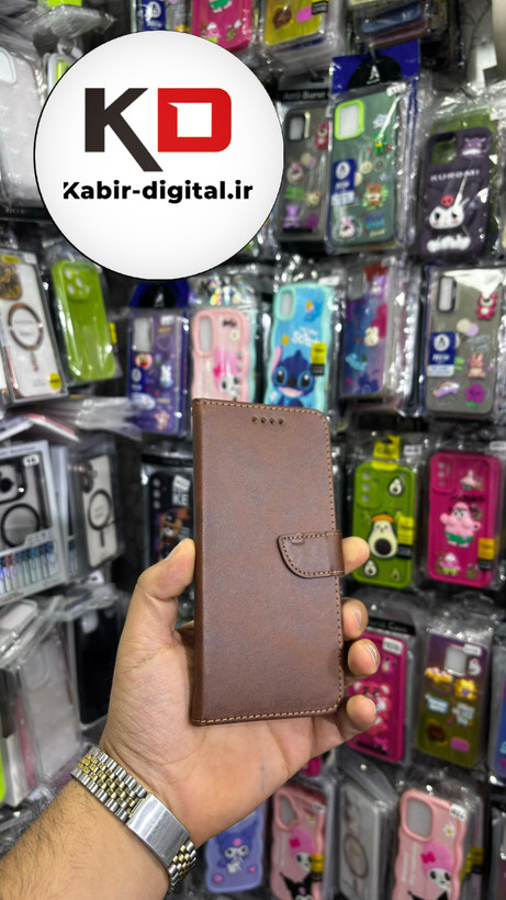 کیف گوشی Galaxy A750 / A7 2018 سامسونگ چرم مگنتی جاکارتی بند آویز دار قهوه ایی