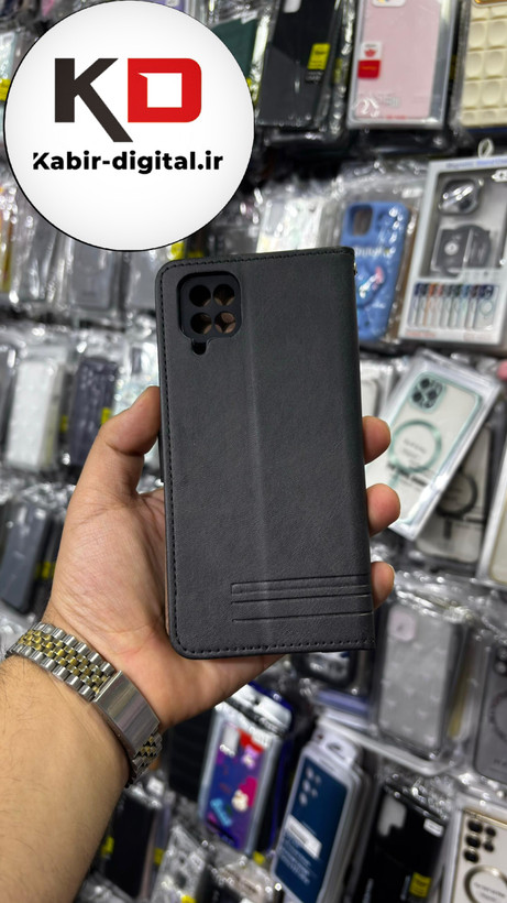 کیف گوشی Galaxy A22 4G /M32 سامسونگ چرم مگنتی جاکارتی بند آویز دار مشکی