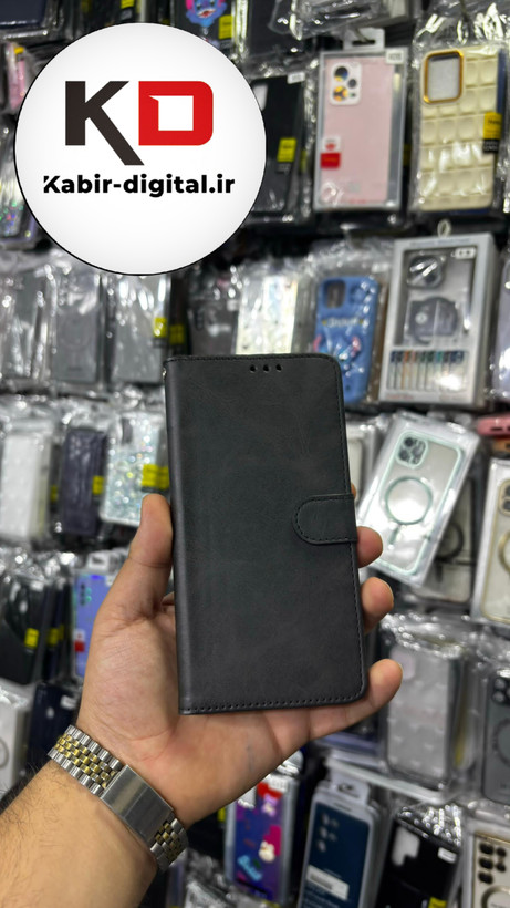 کیف گوشی Galaxy A10s سامسونگ چرم مگنتی جاکارتی بند آویز دار مشکی