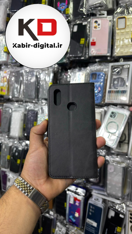 کیف گوشی Galaxy A10s سامسونگ چرم مگنتی جاکارتی بند آویز دار مشکی