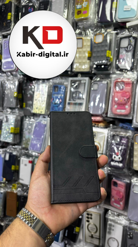 کیف گوشی Galaxy A21sسامسونگ چرم مگنتی جاکارتی بند آویز دار مشکی
