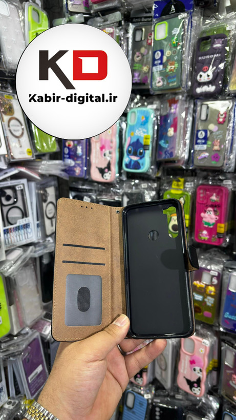 کیف گوشی Redmi Note 8T شیائومی چرم مگنتی جاکارتی بند آویز دار مشکی