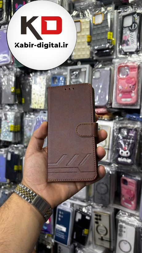 کیف گوشی Redmi Note 8 شیائومی چرم مگنتی جاکارتی بند آویز دار قهوه ایی
