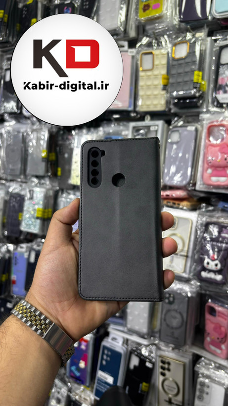 کیف گوشی Redmi Note 8 شیائومی چرم مگنتی جاکارتی بند آویز دار مشکی