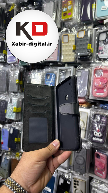 کیف گوشی Redmi Note 8 شیائومی چرم مگنتی جاکارتی بند آویز دار مشکی