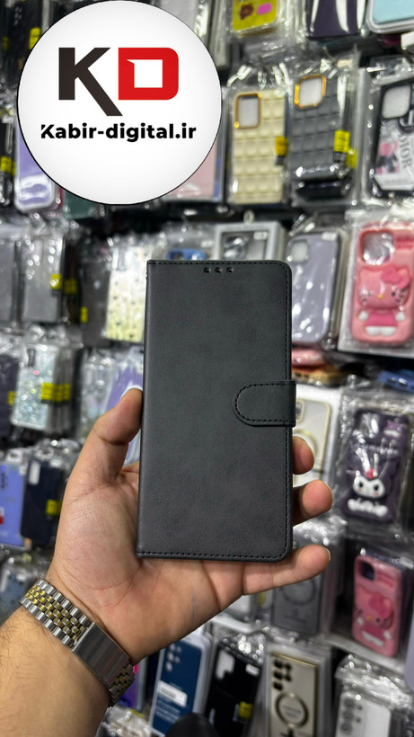 کیف گوشی Redmi Note 8 شیائومی چرم مگنتی جاکارتی بند آویز دار مشکی