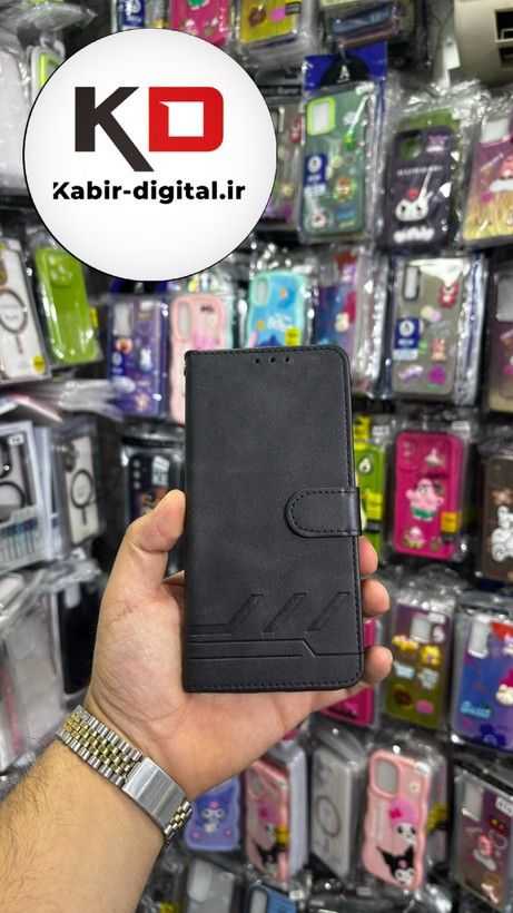 کیف گوشی Redmi Note 10/Note 10s/POCO M5sشیائومی چرم مگنتی جاکارتی بند آویز دار مشکی