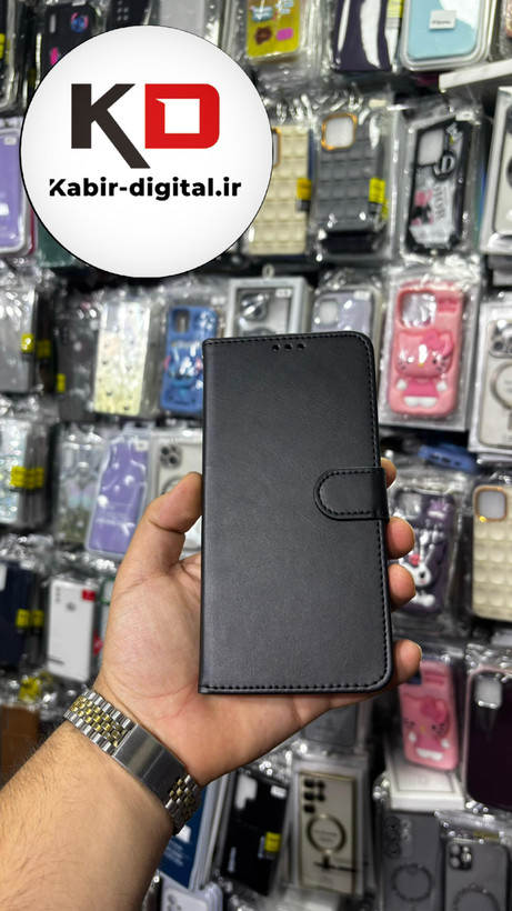 کیف گوشی Redmi Note 12 4Gشیائومی چرم مگنتی جاکارتی بند آویز دار مشکی
