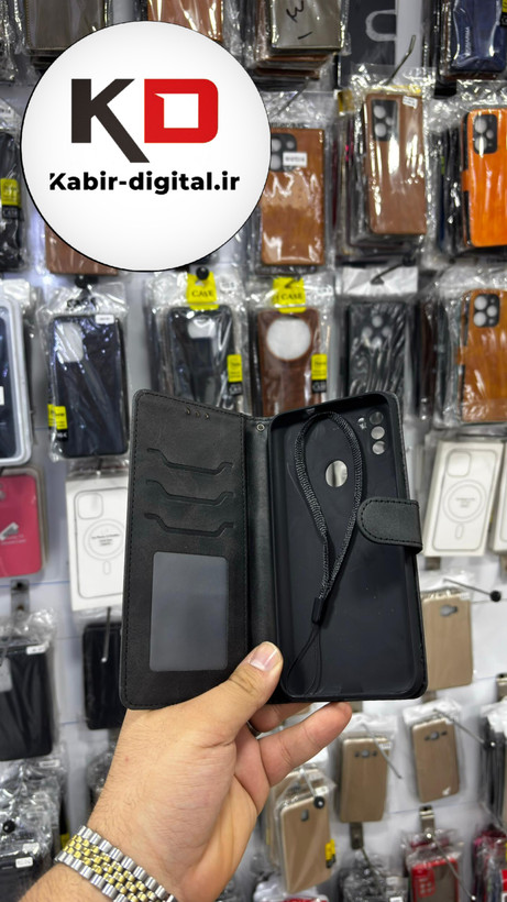 کیف گوشی Galaxy A11/M11 سامسونگ چرم مگنتی جاکارتی بند آویز دار مشکی