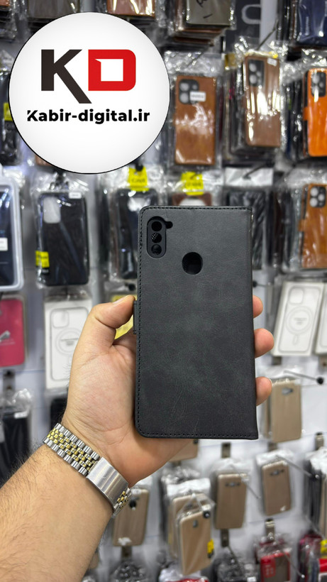 کیف گوشی Galaxy A11/M11 سامسونگ چرم مگنتی جاکارتی بند آویز دار مشکی