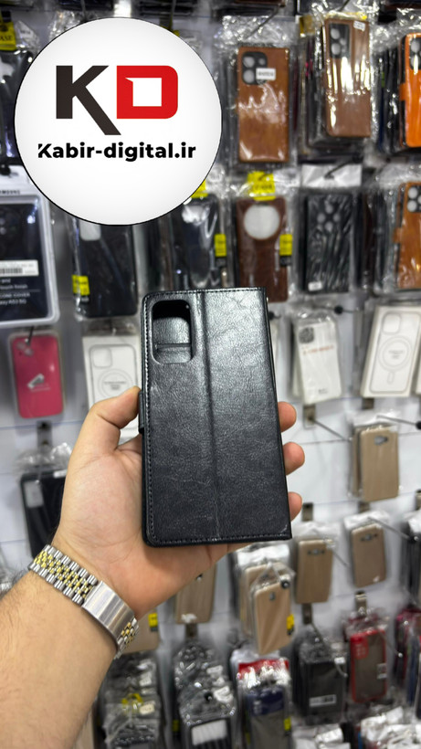 کیف گوشی Galaxy A15 سامسونگ چرم مگنتی جاکارتی بند آویز دار مشکی
