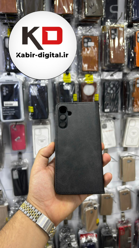 کیف گوشی Galaxy A15 سامسونگ چرم مگنتی جاکارتی بند آویز دار مشکی