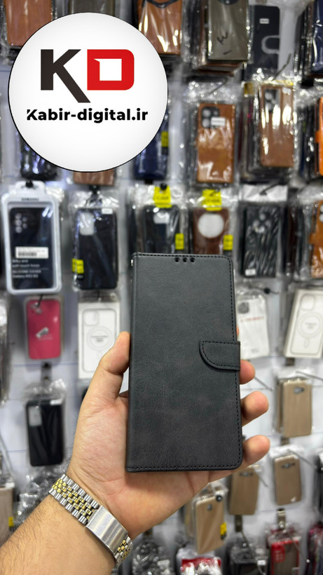 کیف گوشی Galaxy A16 سامسونگ چرم مگنتی جاکارتی بند آویز دار مشکی