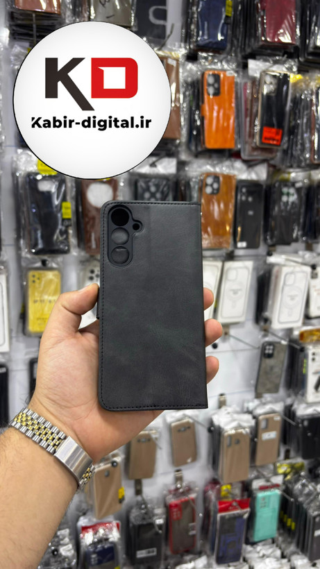 کیف گوشی Galaxy A16 سامسونگ چرم مگنتی جاکارتی بند آویز دار مشکی