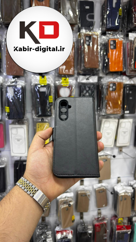 کیف گوشی Galaxy A54 سامسونگ چرم مگنتی جاکارتی بند آویز دار مشکی