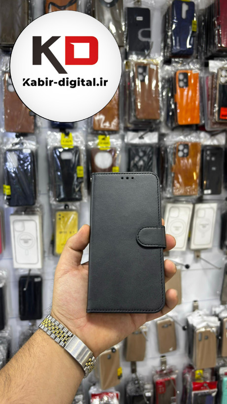 کیف گوشی Galaxy A54 سامسونگ چرم مگنتی جاکارتی بند آویز دار مشکی