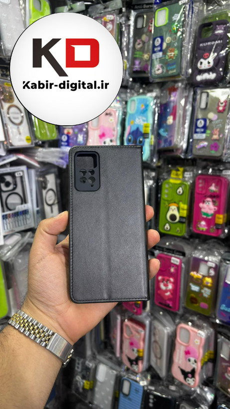 کیف گوشی Redmi Note 11 Pro 4G/Note 12 Pro 4Gشیائومی چرم مگنتی جاکارتی بند آویز دار مشکی