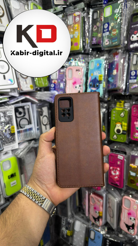 کیف گوشی Redmi Note 11 Pro 4G/Note 12 Pro 4Gشیائومی چرم مگنتی جاکارتی بند آویز دار قهوه ایی