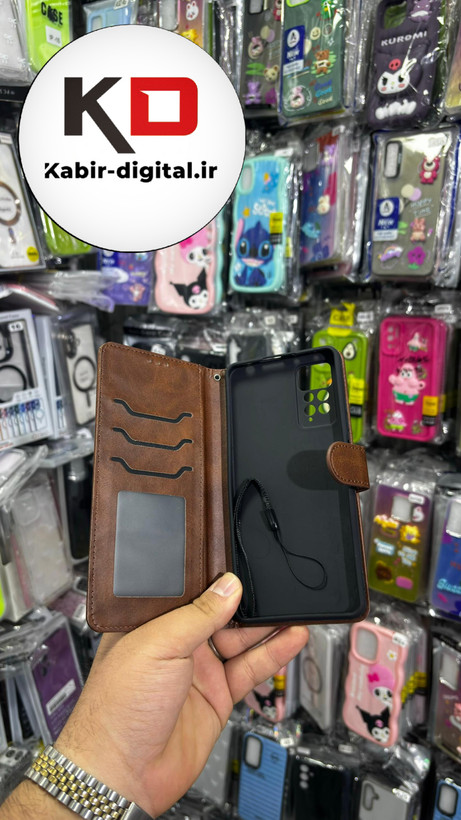 کیف گوشی Redmi Note 11 Pro 4G/Note 12 Pro 4Gشیائومی چرم مگنتی جاکارتی بند آویز دار قهوه ایی