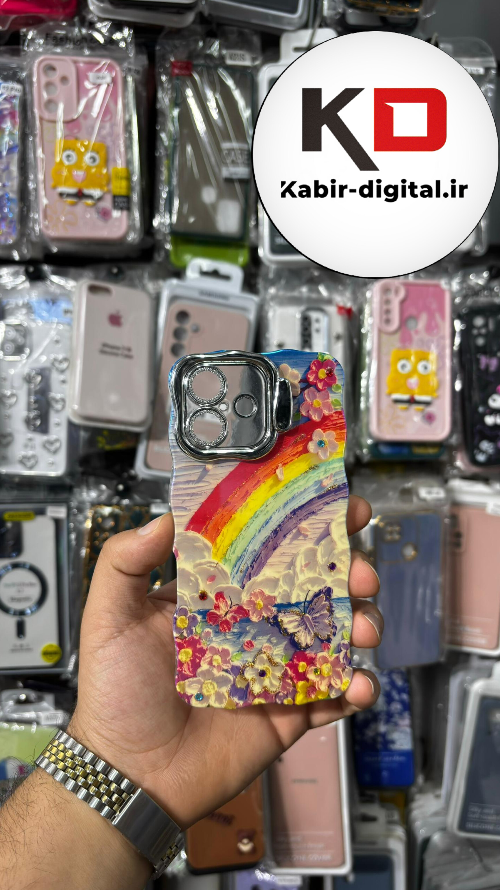 کاور گوشی مدل پروانه بابونه رنگین کمان Babooneh Butterfly Ruby استنشو مناسب برای iPhone 16 pro maxآیفون